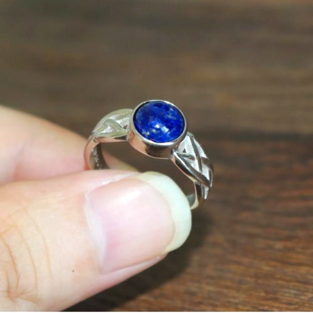 New Ring 925 Sterling Silver Real Lapis Lazuli 💍 Size 9